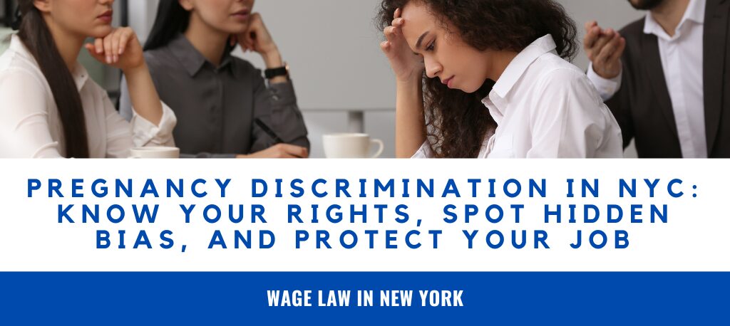 Facing pregnancy discrimination at work in NYC? Learn how to spot hidden bias, understand your legal rights, and protect your job. Sanders Law Group can help. Pregnancy Discrimination NYC Employment Law Workplace Discrimination Women’s Workplace Rights Pregnancy Rights NYC Employment Lawyer NYC Maternity Rights Workplace Retaliation Reasonable Accommodations