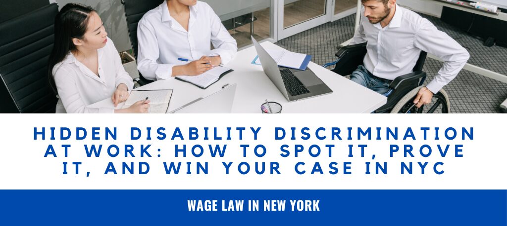 Hidden Disability Discrimination at Work in NYC | Sanders Law Group Learn how to spot subtle disability discrimination, prove employer bias, and protect your rights under NYC employment laws. Disability discrimination at work NYC Hidden disability discrimination NYC disability discrimination lawyer Workplace disability discrimination New York Disability accommodation discrimination Disability retaliation at work Proving disability discrimination NYC