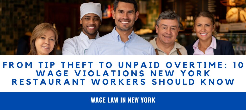Learn about 10 common wage violations affecting New York restaurant workers, including tip theft, unpaid overtime, off-the-clock work, and illegal deductions. New York restaurant wage violations New York restaurant workers' rights New York unpaid overtime restaurant wage theft New York New York tip theft New York minimum wage violations New York labor law violations